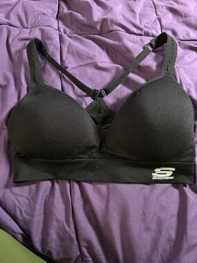 Skechers Black Padded Racerback Sports Bra with Logo